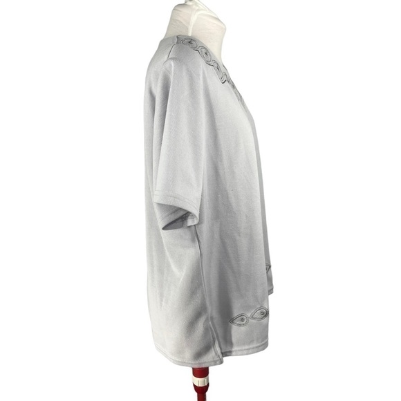 Moffi INTERNATIONAL Grey Round Neck Beaded Boxy Cut Blouse Size XL - Picture 6 of 11